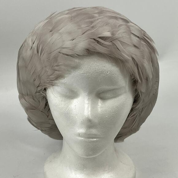 Vintage Taupe Gray Feather Hat Yugoslavia Millinery Cocktail Cap Women\'s Formal main image 12